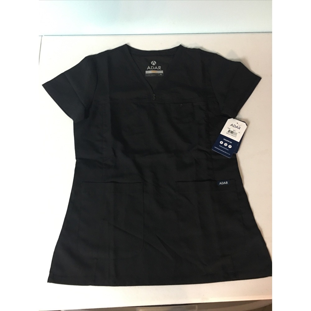 Adar Pro  V-Neck Scrub Top Women's Tailored Fit P9400 Black XS
